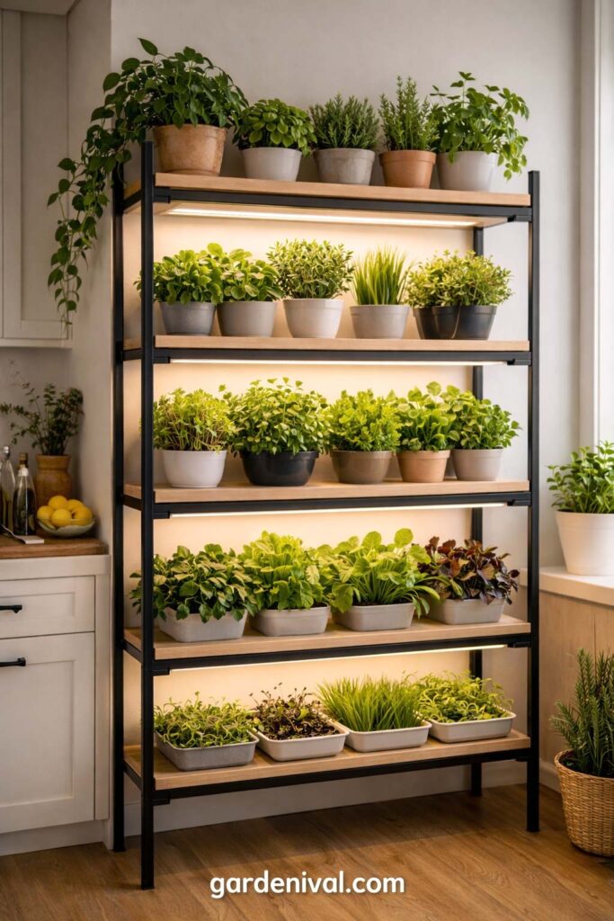 Indoor herb garden in modern kitchen