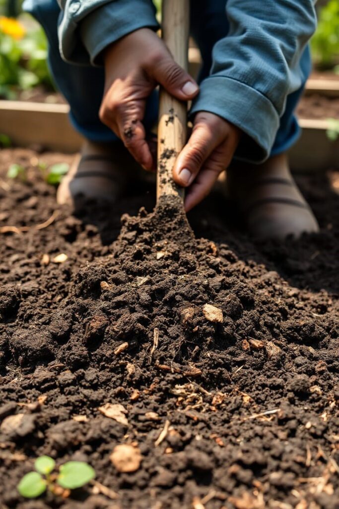 Rich Garden Soil Mixed with Compost