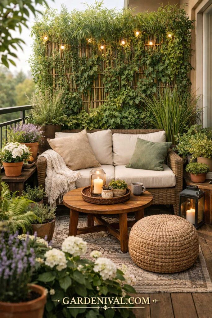 Cozy Balcony Garden with Natural Privacy