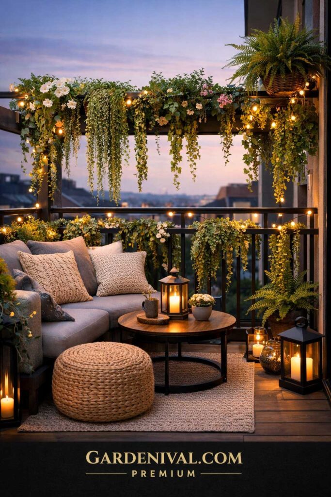 Cozy Balcony Railing Garden Corner