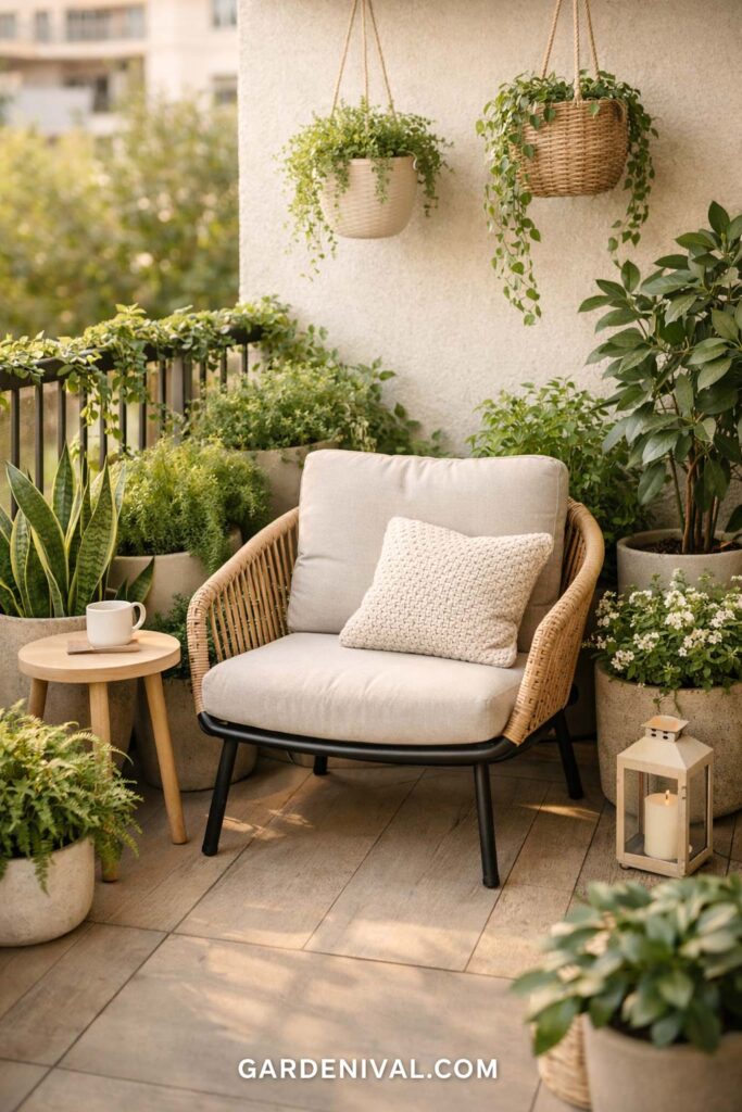 Cozy Tiny Balcony Garden Setup