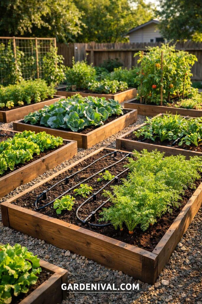 Drip Irrigation Vegetable Garden Setup