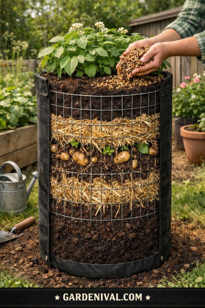 Layered Soil Potato Tower Method