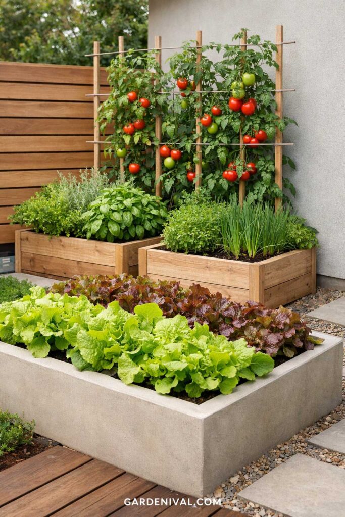 Layered edible garden heights