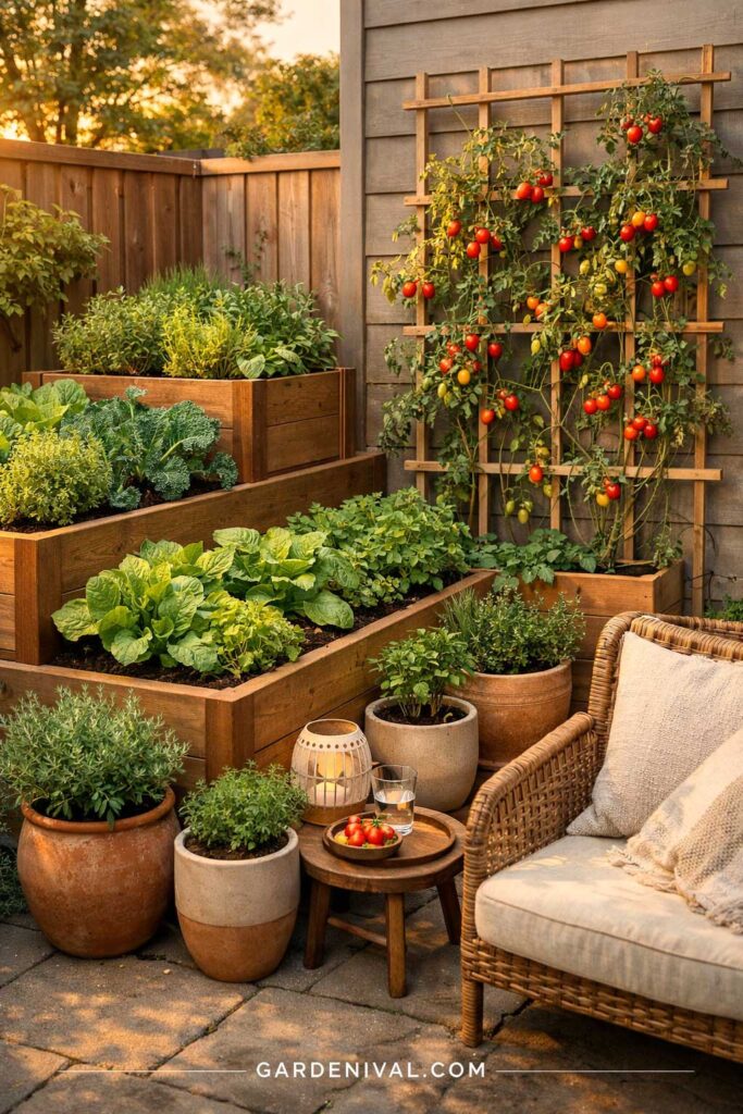 Minimal edible garden corner
