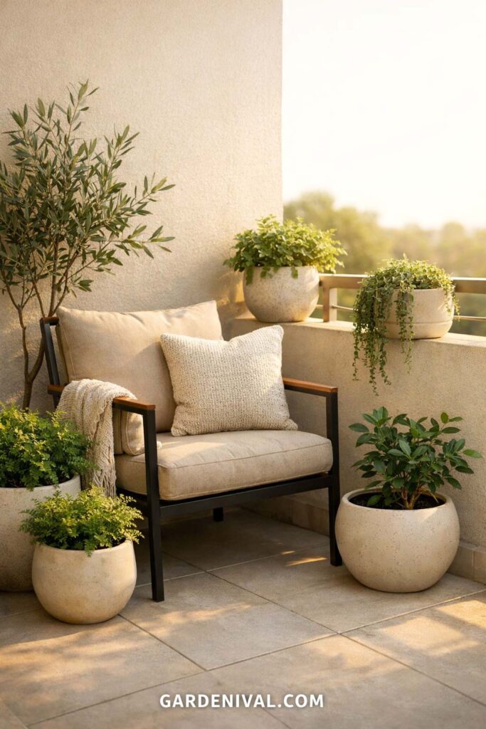 Neutral Cozy Balcony Corner