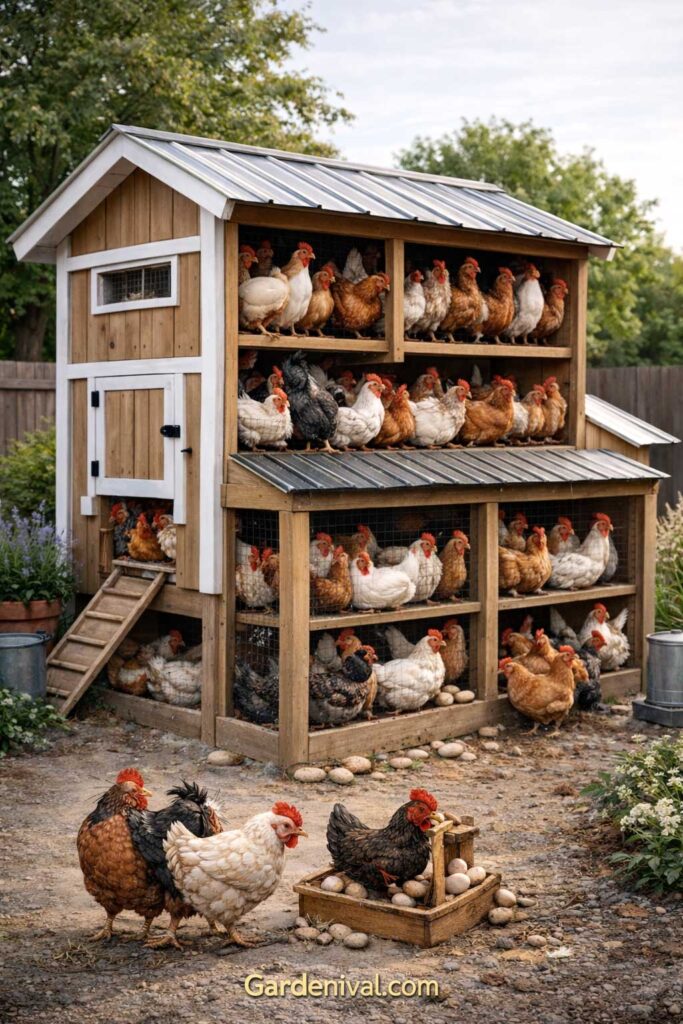 Overcrowded Backyard Chicken Coop