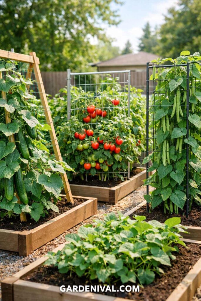 Trellis Supported Vegetable Plants