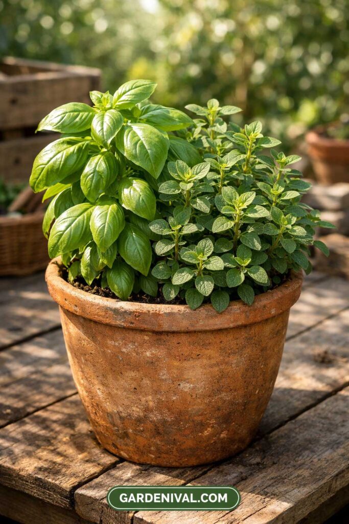 Basil and Oregano Container Pairing