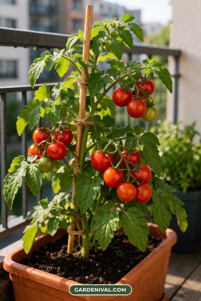 Cherry Tomatoes Growing in Container