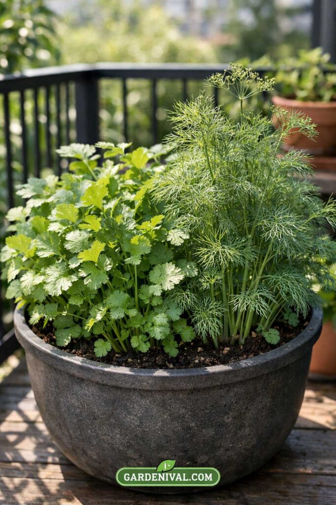 Cilantro and Dill Container Garden