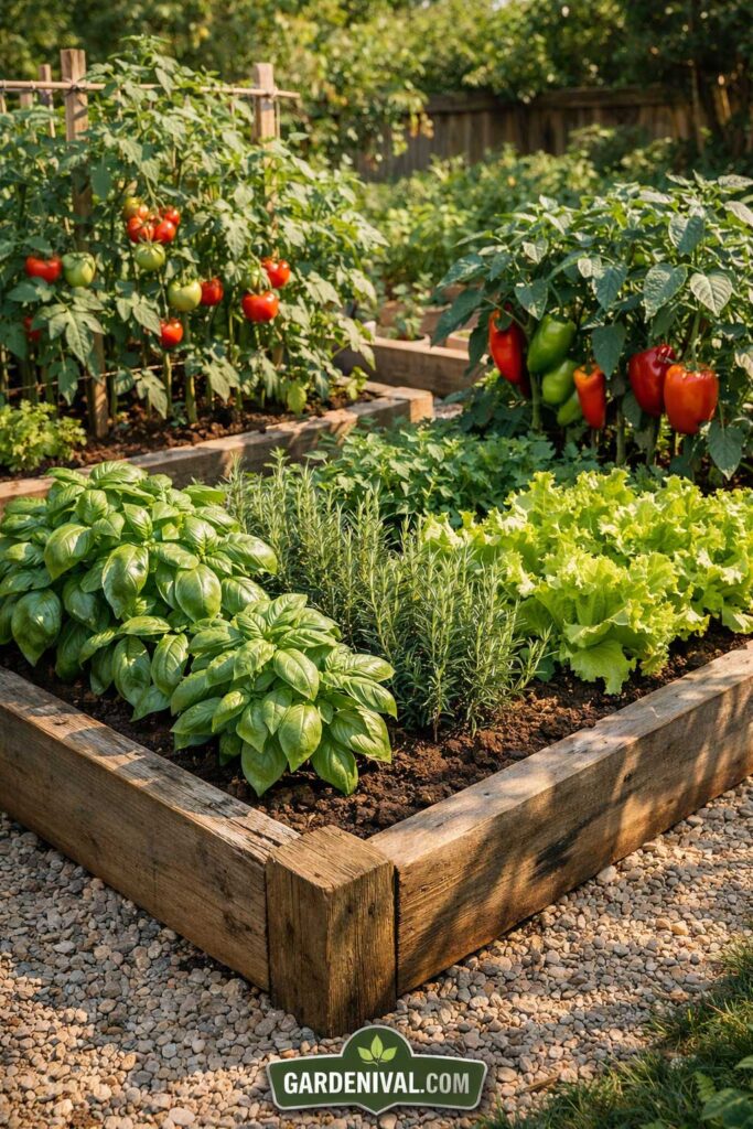 Mixed Herb and Vegetable Raised Bed Garden