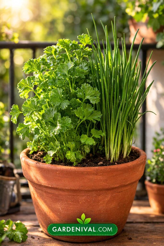 Parsley and Chives Container Pairing
