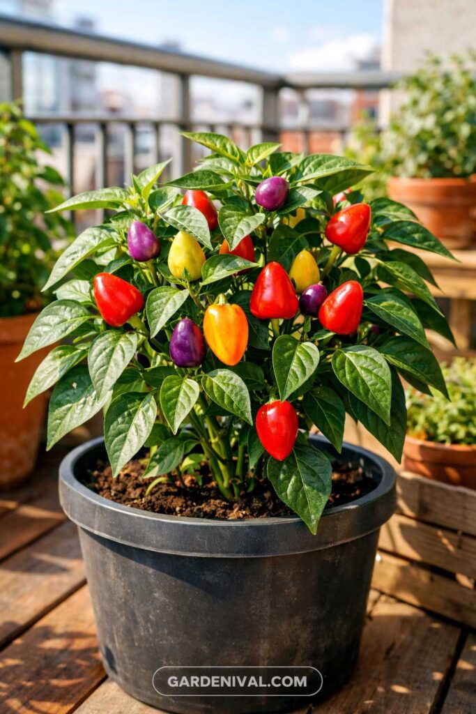Pepper Plant in Container Garden