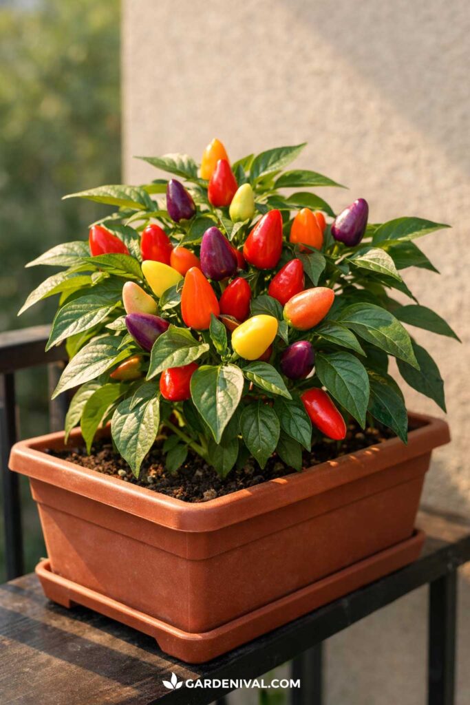 Pepper Plant in Container Garden